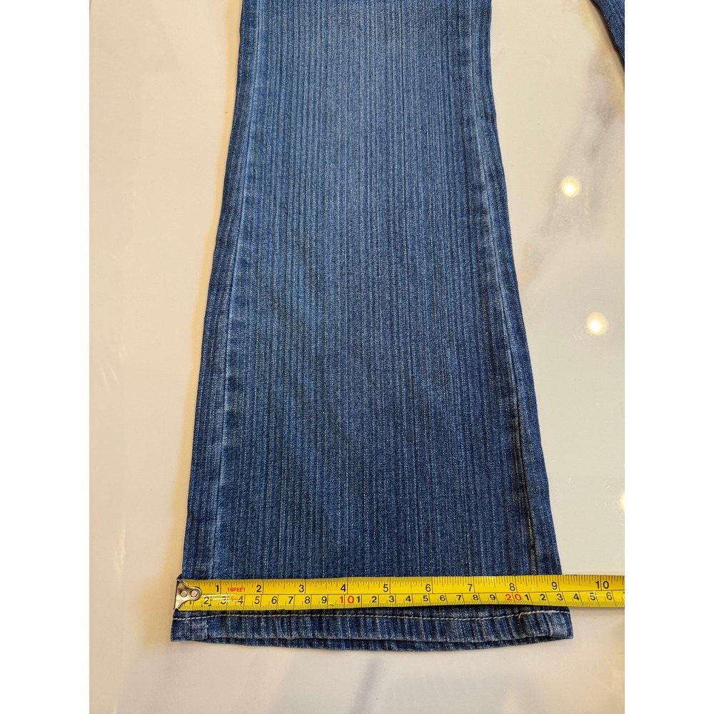 Babo Design Fusion Corp Blue Pinstripe Rhinestone Bootcut Jeans Womens 17 - Picture 5 of 8